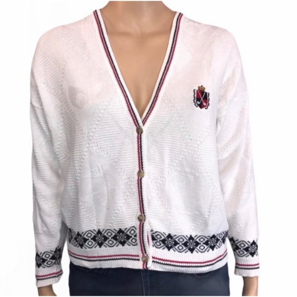 ISLE OF COTTON Vintage Golf Cardigan Sweater XL